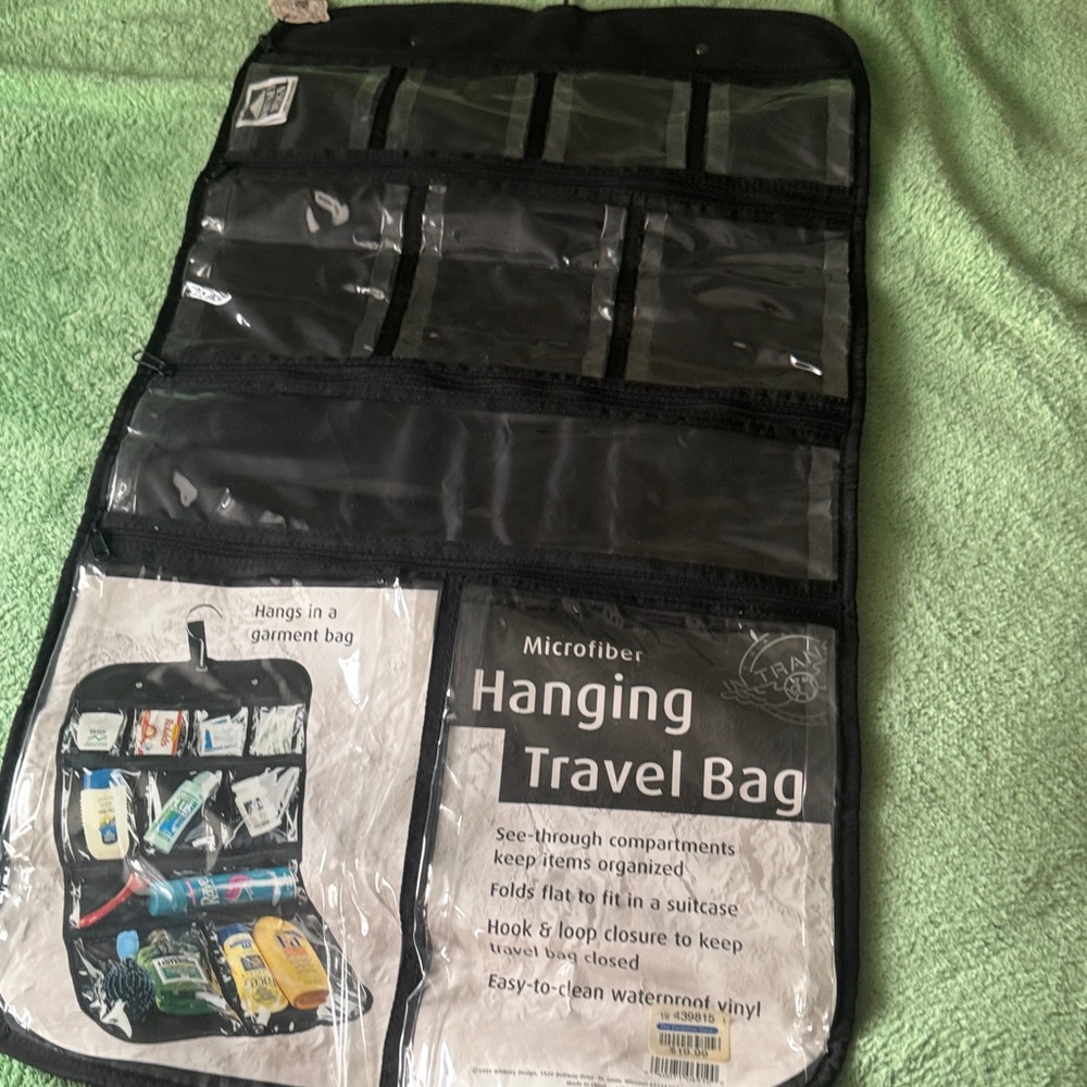 Black Microfiber Hanging Toiletry Bag